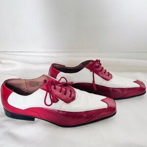 Vintage Georgio Brutini spectator red/white mens shoes *Needs heel caps* 10